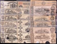 18 piece Collection of Various Confederate Notes with Cut Cancellations