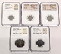 5-piece lot of High Grade Certified Late Roman Bronzes