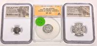 Trio of Greek and Roman Graded Silver Coins