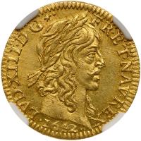 France. 1/2 Louis D' Or, 1642-A. NGC MS63