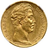 France. 20 Francs, 1827-A. NGC MS62