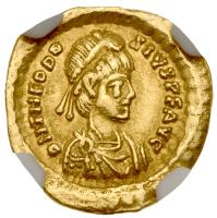 Theodosius II, AD 402-450. Gold Tremissis (1.49g) 13mm