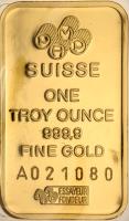 Switzerland-Suisse. One Ounce Gold Bar Choice Brilliant Unc