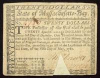 Massachusetts. May 5, 1780. $20.00 Cut canceled VF