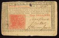 New Jersey, March 25, 1776. Three Shilling Signed John Hart VF - 2