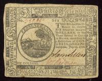Continental, September 26, 1778, Six Dollars Choice VF - 2