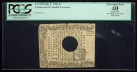 Connecticut, July 1, 1780, One Shilling PCGS Extremely Fine 40 Hole Canceled