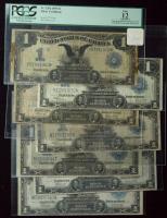 7-piece lot of "Black Eagle" 1899, $1 Silver Certificates