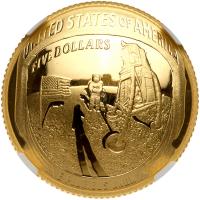 2019-W. $5.00 Gold Apollo 11 50th Anniversary NGC PF70 Ultra Cameo - 2
