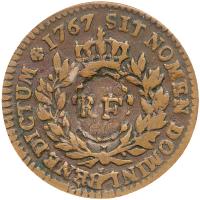 1767 French Colonies Sou, counterstamped RF