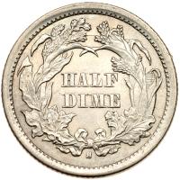 1872-S Liberty Seated H10C. Mintmark Below AU58 - 2