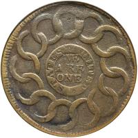 1787 Fugio Cent. Pointed rays, 4 cinquefoils, "STATES UNITED" - 2