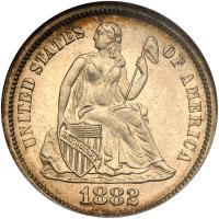 1882 Liberty Seated 10C NGC PF66 Cameo