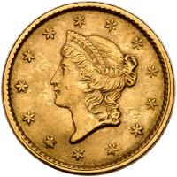 1853 $1 Gold Sharpness of About Unc