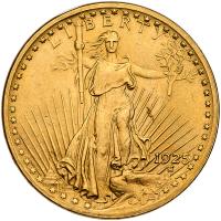 WITHDRAWN - 1925 $20 Gold Sharpness of About Unc