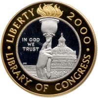 2000-W Library of Congress Bimetallic $10 PCGS PF70 Deep Cameo