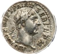 Trajan, AD 98-117. Silver Hemidrachm (Quinarius), 14 mm