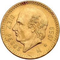 Mexico. 10 Pesos, 1959-Mo Choice Brilliant Unc