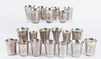 20 Russian, 84 Zolotnik Silver Kiddush Cups, All 19th Century in Good to Very Good Conditon