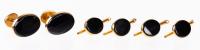 Gentleman's Classic Tuxedo Studs and Cufflinks in 14K Yellow Gold and Premium Onyx.