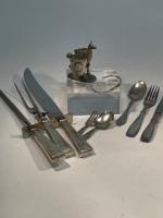 Balance of a Sterling Silver Consignment: Llama Carrying Basket is Peruvian Sterling! Children's Set of Flatware and More