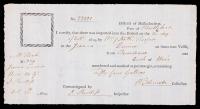 Benjamin Lincoln, Customs Certificate Dated 1804, 55 Gallon Cask of Wine, First Secretary of War, Near Pristine Condition
