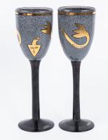 Stunning Hand Painted Wine Goblets by Kosta Boda, Signed and in Mint Unused Condition