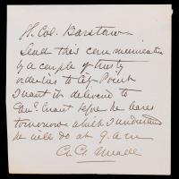 Major General George Mead: Note Signed to his Asst. Adjutant-General, Lt. Col. Simon Barstow. Undated Civil War Correspondence