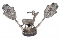 Yemenite Silver Deer Holder for Torah Finials