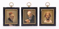 Three Miniature Oil Portraits of Jewish Figures, ca. 1920