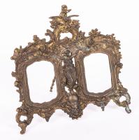 Rare Antique Cast Metal Double-Opening Frame with Allegorical Figure and Skull Motif