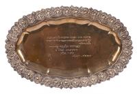 Silver Presentation Plate with Hebrew Dedication, Ramla, 1988