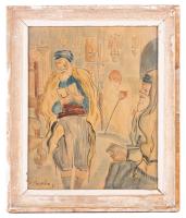 Illeshore - Interior of a Tunisian Synagogue, Signed Watercolor