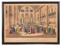 French Purim Synagogue Interior Engraving, 18th Century