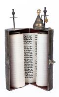 Sephardic Brass Torah Tik with Relief Decoration