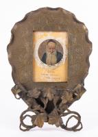 Ornate Bronze Frame with Bezalel-Style Portrait Medallion of Rabbi Lazar Krestin, Early 20th Century