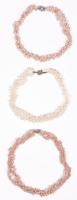 Three Freshwater Pearl Torsade Necklaces Two in Pink, One in White