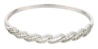 Ladies Beautiful 14K White Gold and Diamond Hinged Bangle Bracelet