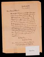 Carl Sandburg: American Poet, Biographer, Editor and Winner of 3 Pulitzers Letter Mentions "Rootabaga Stories". Also Included a