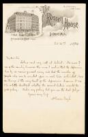 Sir Arthur Conan Doyle, Autographed Letter Signed and Dated 1894 Regarding the Continuing of Lectures in Chicago Due to the Econ