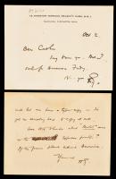 H.G. Wells: Autographed Note Cards Signed, both 1920's