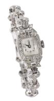 Ladies Antique, Platinum and Diamond Bracelet Watch. Beautiful Art Deco Design likely by Hamilton
