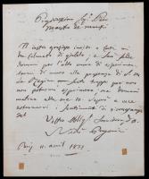 Niccolo Paganini: Acclaimed Violinist and Composer, Rare Autographed Letter Signed in Italian Dated 1831 in Excellent Condition.