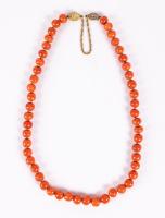 Ladies Vintage Asian Coral Bead Necklace Having a Beautiful Patina