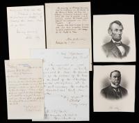 Abraham Lincoln: Cabinet Members/Inner Circle Four Letters Signed. John Hay, Robert Todd Lincoln, Gideon Welles and Tribute by S