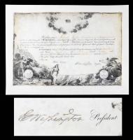 George Washington: Rare Document/Diploma Signed "Society of the Cincinnati" Partially Printed on Vellum. Superior Washington Sig