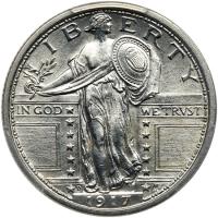 1917-D Liberty Standing 25C. Type 1