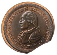 1792 Washington Born Virginia - MINT ERROR. Double Restrike clipped planchet and Broadstrike. Unc