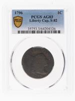 1796. Liberty Cap. S-82. Rarity 5. PCGS graded AG3