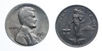 1962 Lincoln Cent MINT ERROR. Struck on a Philippine 10 Centavo Planchet (32 grains)